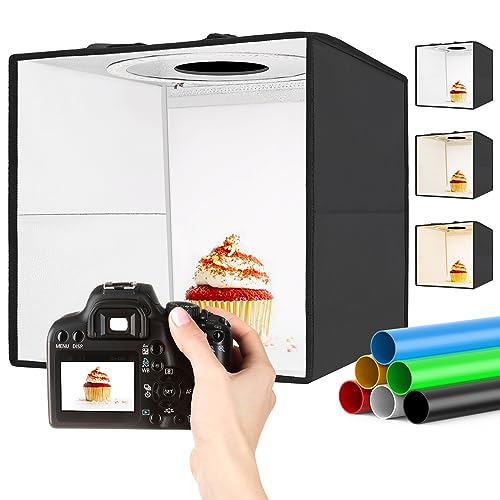 LUXCEO Fotostudio Lichtbox,30x30x30 cm Fotobox zum Fotografieren,CRI 95+ LED-Fotobox Lichtbox Fotografie Lichtzelt inkl 6 PVC Hintergründen für Produktfotografie, Schmuck und kleine Gegenstände