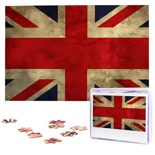 KHiry Puzzles 1000 Teile personalisierte Puzzles Britische Flagge Foto Puzzle anspruchsvolles Bild Puzzle für Erwachsene Personaliz Puzzle mit Aufbewahrungstasche (74,9 x 50 cm)