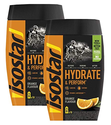 Isostar Hydrate & Perform Iso Drink – 400 g isotonisches Getränkepulver – Elektrolyt Pulver zur Unterstützung der sportlichen Leistungsfähigkeit – Orange (2x400g)