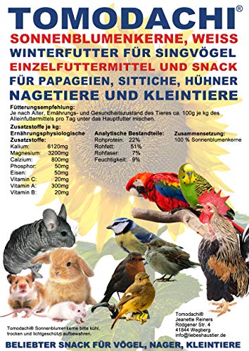 Tomodachi Nagersnack Sonnenblumenkerne Nagerfutter, Leckerei, Kaninchensnack, Naturprodukt für Meerschweinchen, Hamster, Ratte, Maus, Chinchilla, Kaninchen, weiße Sonnenblumensaat 10kg Sack