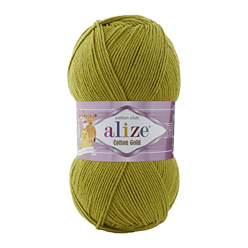 Alize 5 x 100g Cotton Gold: Öko-Tex-zertifiziert, Türkische Premium-Wolle aus Baumwolle und Acryl | Ideal zum Häkeln & Stricken für Babykleidung, Schals. Qualitätsgarn (193)