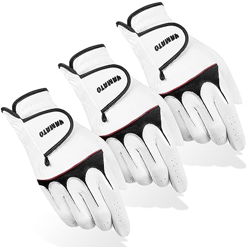yamato Golfhandschuhe für Herren, 3 Stück für Golfer (auf der linken Hand getragen), Golfhandschuh, atmungsaktiv, bequeme Passform, tolles Golfgeschenk (klassisch, klein)