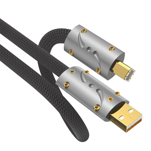 Viborg HiFi USB Kabel USB 2.0 A/B Kabel Versilbertes OFC (Sauerstoff freies Kupfer) Audio HiFi Druckerkabel (1.2m)