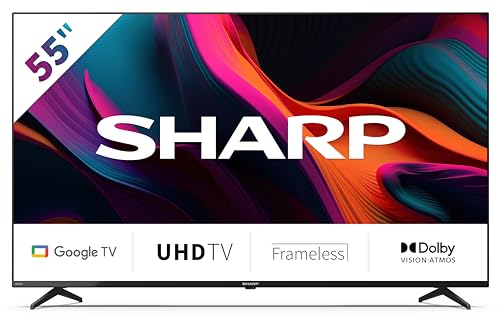SHARP 55GL4260E Google TV 139 cm (55 Zoll) 4K Ultra HD Google TV (Smart TV ohne Rahmen, Dolby Atmos, Dolby Vision, HDMI 2.1 mit eARC)