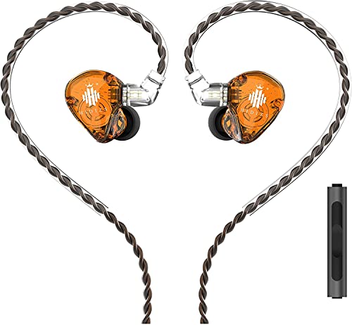 HIDIZS MS1-Rainbow In-Ear-Monitor-Kopfhörer, hochauflösende IEMs-Kopfhörer mit abnehmbarem Kabel 2-polig 0,78 mm, Membran-HiFi-Bass-Sportkopfhörer für Android-Smartphones und Audioplayer (Gelb)