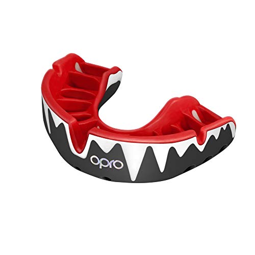 Opro Platin Level Mundschutz | Gum Shield für Rugby, Hockey, MMA ab 7 Jahren (Schwarz/Weiß/Rot)