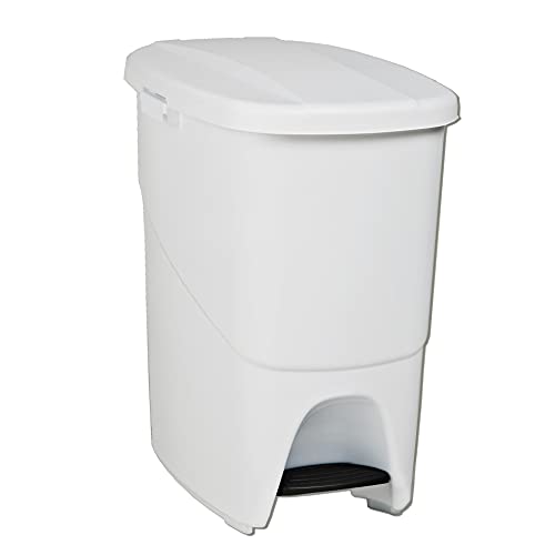 Denox DEN100 Ökologisches Pedalbin 25 Liter, Weiß, 393 x 270 x 420 mm