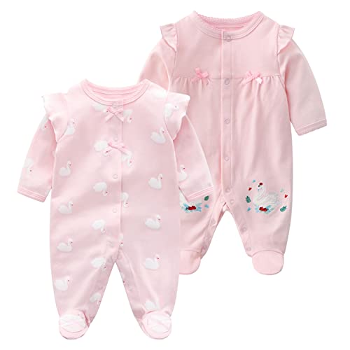 3er-Pack Baby Schlafanzüge Füßchen Unisex Strampler SchlafstramplerJungen Baumwolle Strampelanzug Mädchen Langärmelig Einteilig Outfits 9-12 Monate