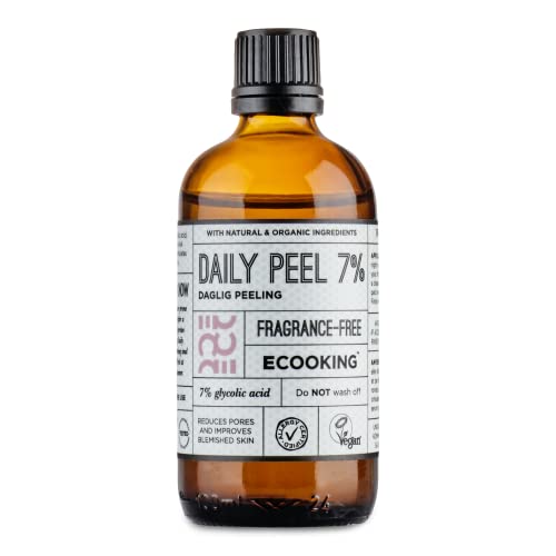 Ecooking Fragrance-Free Daily Peel 100ml - Skin Care Face Care Exfoliating Fluid with 7% Glycolic Acid - Acne Treatment, Minimize Pores, Even Skin Tone, Natural Glow