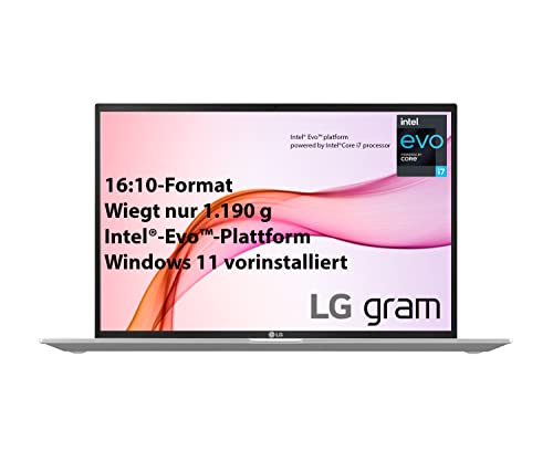 LG Gram 16 Zoll Ultralight Notebook Windows 11 2021 Edition - 1,19 kg Leichter Intel Core i7 Laptop (16GB LPDDR4, 512GB SSD, 22 h Akkulaufzeit, WQXGA IPS Display, Thunderbolt 4) - Silber