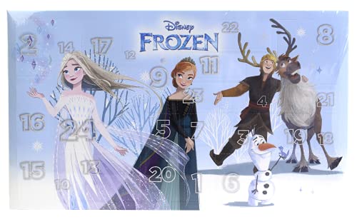 Markwins Frozen 24 Days of Magic Advent Calendar, Adventskalender mit Frozen-Produkten, Make-up-Kit für Schminkspaß, buntem Zubehör, Spielzeug und Geschenke für Kinder