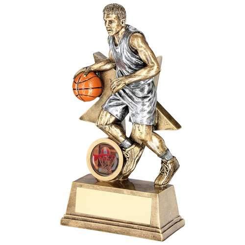 Womack Graphics Basketball-Figur mit Stern-Trophäe (2,5 cm Zentimeter) – 17,8 cm JR15-RF178B mit kostenloser Gravur bis zu 50 Buchstaben