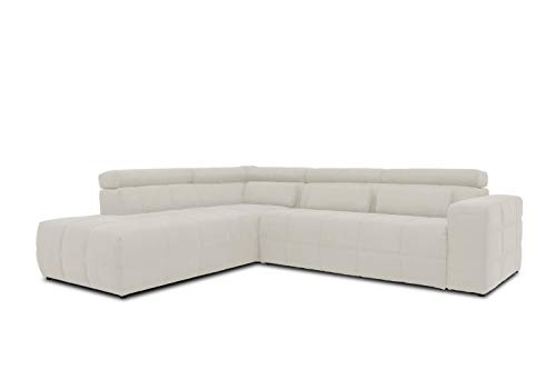 DOMO collection Brandon Ecksofa, Sofa mit Rückenfunktion in L-Form, Polsterecke, Eckgarnitur, beige, 278 x 175 x 80 cm