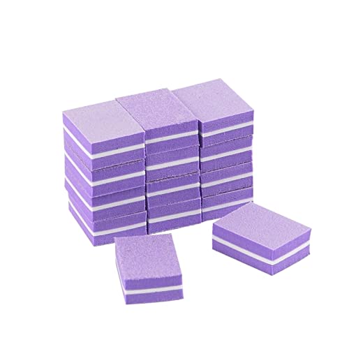 RHAIYAN 100 Stück Nagelfeile Schwamm 100/180 Schleifpapier Nagellack Polierpuffer Nagelhautentferner Maniküre-Werkzeuge for Mini-Nagelkunstfeilen Specific (Color : Purple)
