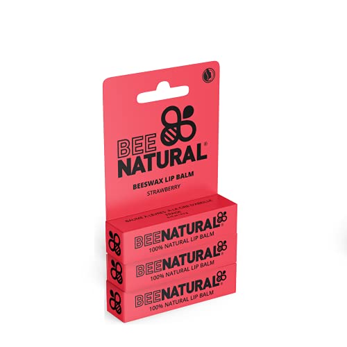 Bee Natural 100% natürlicher feuchtigkeitsspendender Lippenbalsam, Erdbeere, 3 Stück