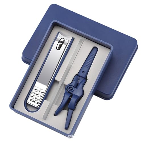 3-teiliges Nagelfeilen-Nagelscheren-Maniküre-Pediküre-Set, bequem zu verwendendes Maniküre-Set, robust for unterwegs (Color : Blue)