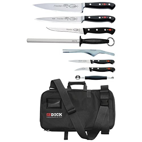 Dick Messer dl386 Messer Set mit Tasche, 8 Stück, schwarz
