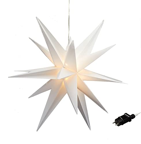 XXL Adventsstern zum Hängen für Außen - 100 cm - Weihnachtsstern warm weiß beleuchtet mit Timer - Advent Weihnachten Deko Outdoor Beleuchtung kabelgebunden mit Netzteil