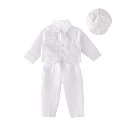 Lito Angels Baby Jungen Taufkleidung Taufanzug Taufe Kleidung Weißer Anzug mit Haube Größe 12-18 Monate 86