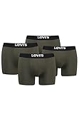 4er Pack Herren Levis Solid Basic Boxer Brief Boxershorts Unterwäsche Pants, Farbe:Khaki, Bekleidungsgröße:XL