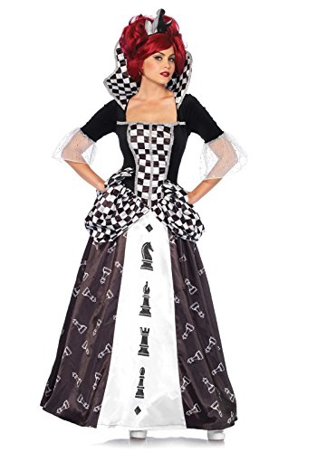 LEG AVENUE 85572 - Kostüm Set Wunderland Schach-Königin, Damen Fasching, M, schwarz/weiß