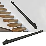Schwarzer Handlauf für Treppen 30 cm–600 cm, Edelstahl-Treppengeländer, Handläufe für den Innen- und Außenbereich, Wandbalustraden-Fußgeländerunterstützung (Size : 250cm)