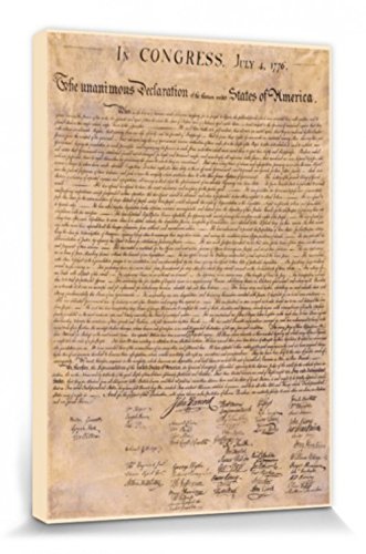 1art1 USA - Die Unabhängigkeitserklärung, 4. Juli 1776 Poster Leinwandbild Auf Keilrahmen 120 x 80 cm