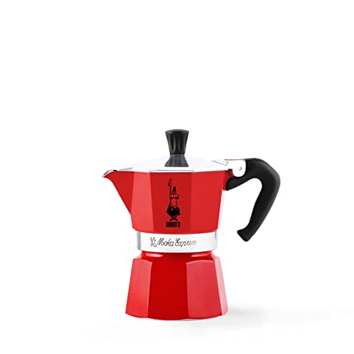 Bialetti 6633 6 Cup Espressokocher Moka Express für 6 Tasse in rot, Aluminium