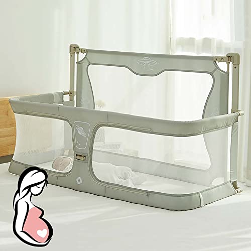 3 in 1 babybett,120x50cm,Babywiege,baby bett,Höhenverstellbares, beistellbett baby boxspringbett,mit Zubehör,baby laufstall,baby laufstall, der auf das Bett gestellt werden kann ( Color : Light green