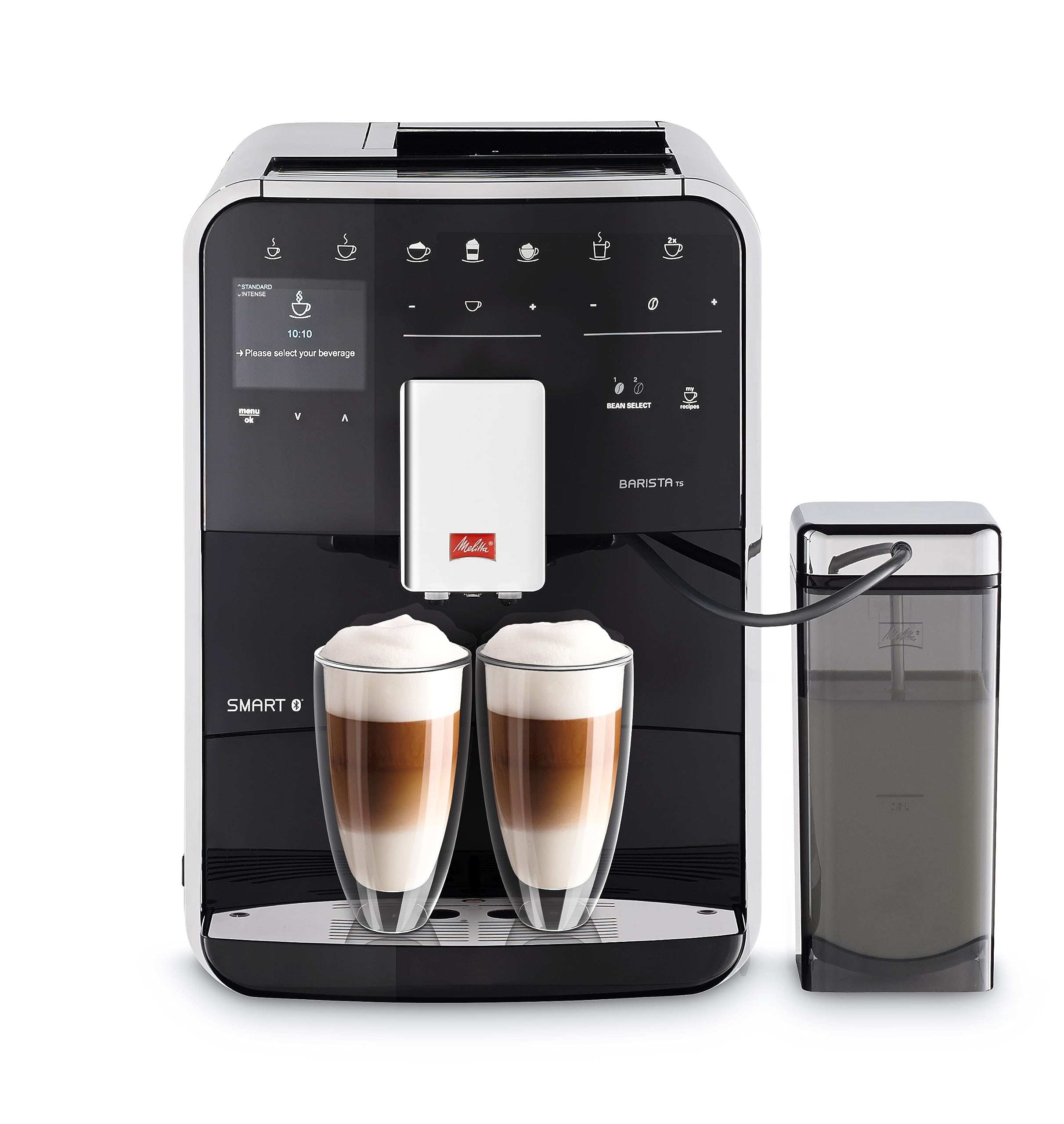 Melitta Caffeo Barista TS Smart - Kaffeevollautomat - mit Milchsystem - App Steuerung - Direktwahltaste - Zweikammer Bohnenbehälter - Schwarz (F850-102)