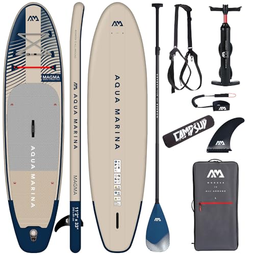 Campsup SUP Aqua Marina Magma 11'2" Floater+Strap Aufblasbares Stand Up Paddle Board | 340 x 84 x 15 cm | Surfboard für Einsteiger & Fortgeschrittene mit zubehör | Tragkraft bis 150 Kg
