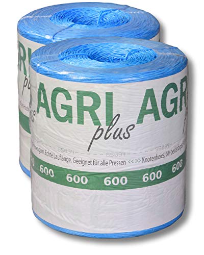 AGRI plus 1 Doppelpack Pressengarn/Erntegarn (10 kg - Für Rundballen 600 m/kg, Blau)