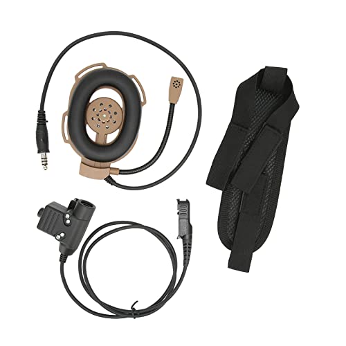 Motorradhelm-Headset, HD01 Walkie-Talkie-Headset, Verstellbarer Militärischer Einseitiger Helmkopfhörer mit U94 PTT für Motorola XiR P6600 P6620 DP2400 MTP3250 DEP550 DP2400 MTP3550 MTP3150(Braun)