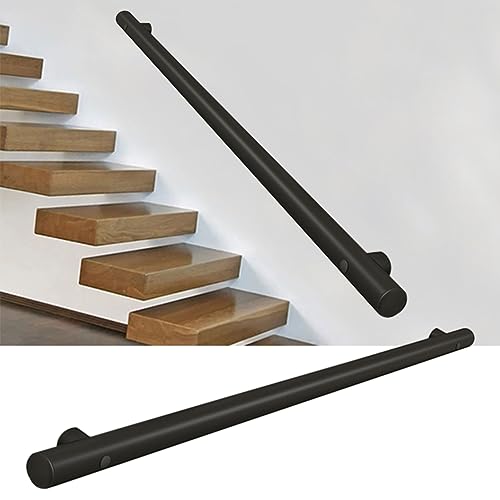 Schwarzer Handlauf für Treppen 30 cm–600 cm, Edelstahl-Treppengeländer, Handläufe für den Innen- und Außenbereich, Wandbalustraden-Fußgeländerunterstützung (Size : 250cm)