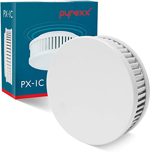 Pyrexx PX-1C Funk - Rauchwarnmelder 12 Jahre Batterie vernetzbar mit weiteren Meldern, Magnet-Halterung ohne Bohren und LED-Blinken, Zertifiziert nach Q-Label, Weiß, 7er Set
