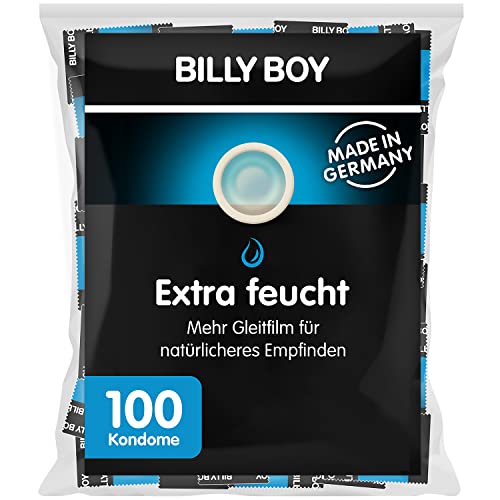 Billy Boy Extra Feucht Kondome mit Mehr Gleitfilm Premium Großpackung , Transparent, 100er Pack