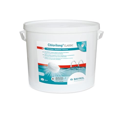 BAYROL Chlorilong CLASSIC - Pool Desinfektion - Chlortabletten 250g, sehr hoher Aktivchlor Gehalt, langsam löslich - 10 kg