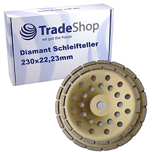 Trade-Shop Diamant Schleifteller/Schleiftopf 230 x 22,23mm Doppel Segmente kompatibel mit Einhell Hitachi Milwaukee Betonschleifer Sanierungsfräse