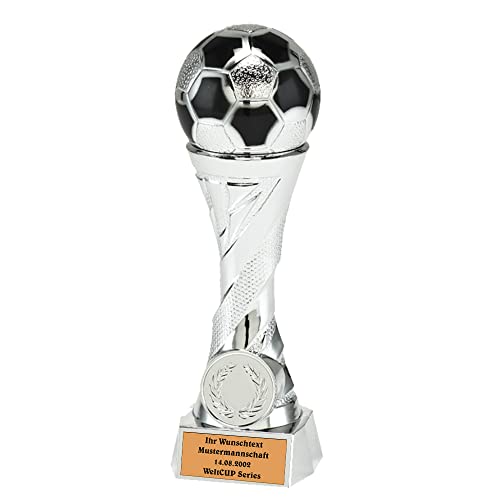 Larius Pokal Ehrenpreis Fußball in Gold und Silber mit Wunschgravur (mit Wunschtext, Silber, M)