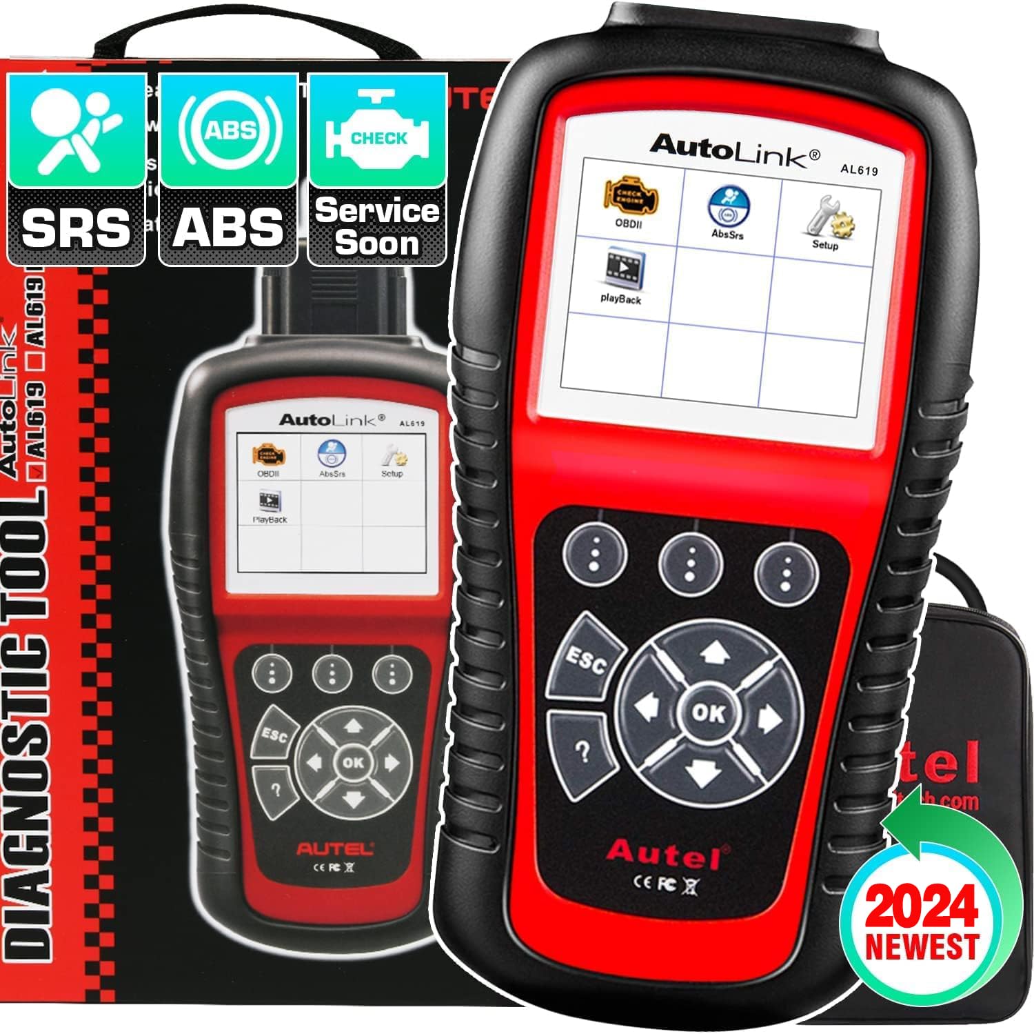 Autel AutoLink AL619 2023 Neuester OBD2-Scanner, ABS, SRS-Airbag-Scan-Tool, Warnleuchten Ausschalten, Testbereit, Erweiterte Version. von MaxiScan MS309/ AL519/ ML519/ ML619
