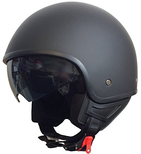 Rallox Helmets Chopperhelm 074 schwarz/matt Rallox Jet Motorrad Roller Sturz Helm mit Sonnenblende (XS, S, M, L, XL) Größe S