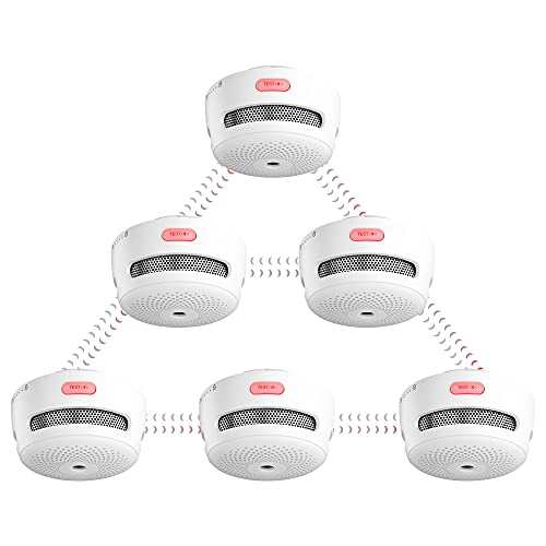 X-Sense Funkrauchmelder Mini, Rauchmelder mit Funkverbindung & austauschbarer Batterie, EN 14604 Standard entsprichter Feuermelder, Rauchwarnmelder mit Fotoelektrischem Sensor, XS01-WR, 6er Set