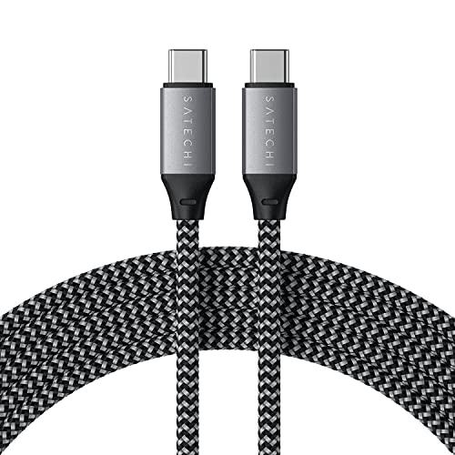 Satechi USB-C zu USB-C 100W Ladekabel für USB-Typ-C Geräte – Länge 2 Meter - Kompatibel mit 2020/2019/2018/2017 MacBook Pro, iPad Air, iPad Pro, MacBook Air, Samsung Galaxy S10 und mehr (Updated)