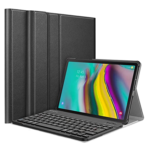 Fintie Tastaturhülle für Samsung Galaxy Tab S5e T720 / T725 (10,5 Zoll), [AZERTY French] Abnehmbare Kabellose Bluetooth-Tastaturabdeckung, Schwarz