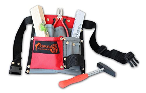 CORVUS Werkzeugset Textilgürtel 01 enthält: Wasserwage, Holz, Kombizange, Meterstab, Hammer