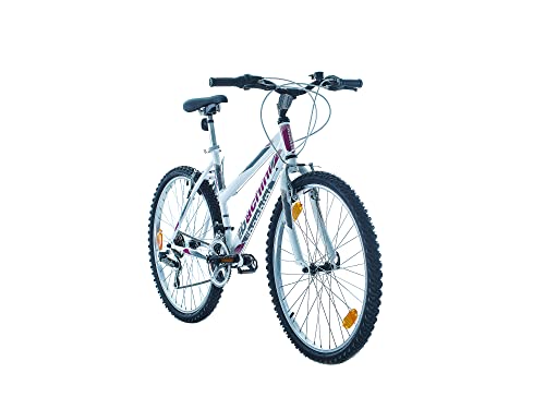 Multibrand PROBIKE 6th Sense 26 Zoll Mountainbike Shimano 18 Gang, Mädchen-Fahhrad & Damen-Fahhrad geeignet ab 155 cm - 175 cm (Weiß glänzend rosa)