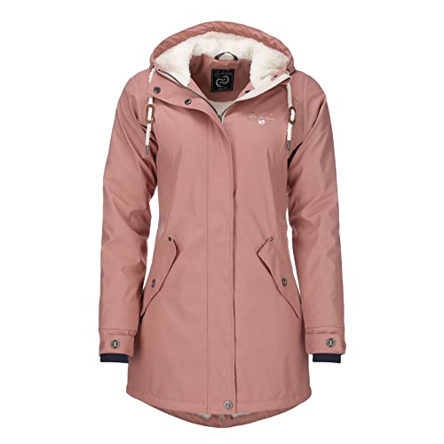 Dry Fashion Damen-Regenmantel Malmö mit Teddyfleece, Größe:48, Farbe:alt-rosa