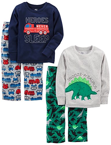 Simple Joys by Carter's Little Kid und Kleinkind Jungen 4-teiliges Pyjama-Set ,Dino/Firetruck ,4T