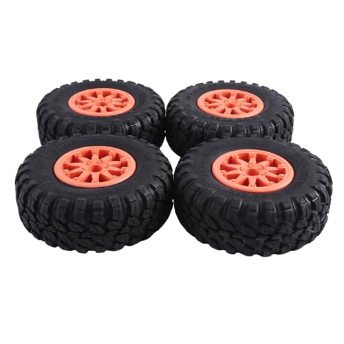 FYOBOT 4 StüCk 118 X 44 mm 2,2 Gummireifen und Beadlock-Felge Aus Kunststoff für 1:10 RC Rock Crawler Axial SCX10 RR10 RC Auto, Orange