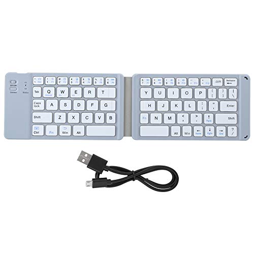 Kabellose Bluetooth-Tastatur, Klappbare Tragbare Ultradünne Kabellose Tastatur, ABS-komfortable Scherenfußtasten, Wiederaufladbare Lithiumbatterie Stabile Verbindung für Windows, IOS, Android(Weiß)